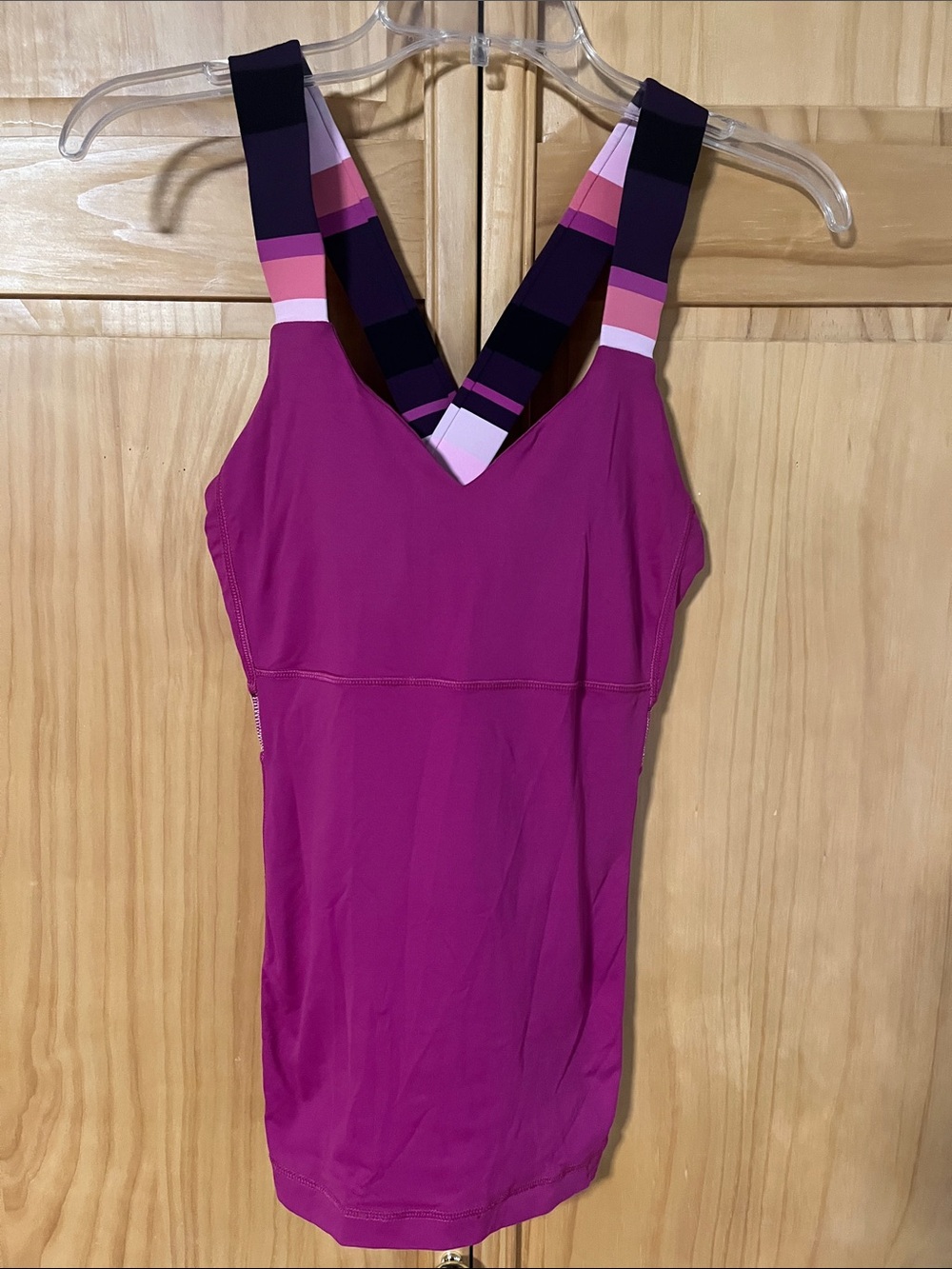 lululemon athletica Fuchsia Workout Tank with Striped Purple-Pink Straps
